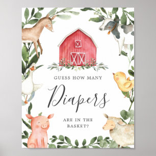 Auf der Babydusche auf dem Bauernhof schätzen, wie Poster