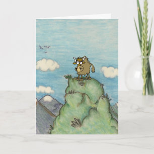 Auf der Bergspitze thront ein sonniger Cartoon. Karte