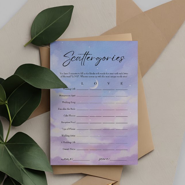 Auf der Cloud 9 Scattergories Brautparty Game Card Einladung (Von Creator hochgeladen)