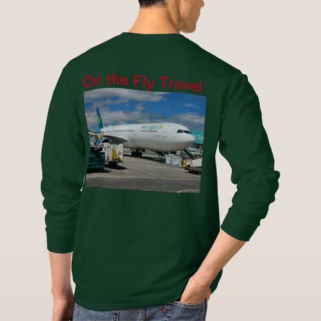 Auf der Flugroute Lingus Langschläfchen T-Shirt (Rückseite)