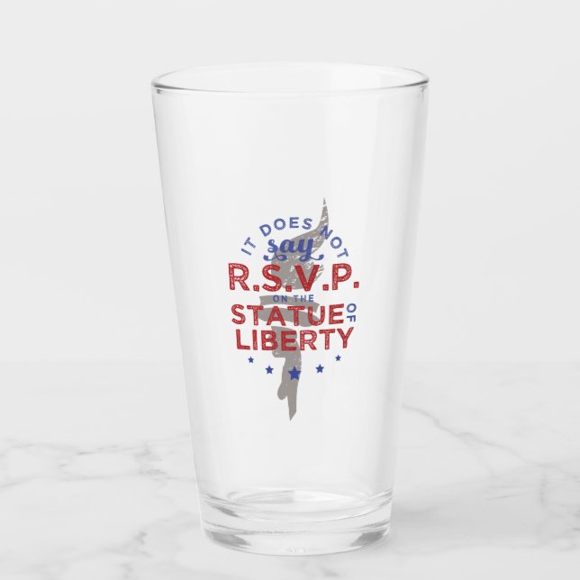 Auf der Freiheitsstatue steht nicht RSVP Glas (Vorderseite)