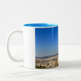 Auf der griechischen blauen Horizont Zweifarbige Tasse