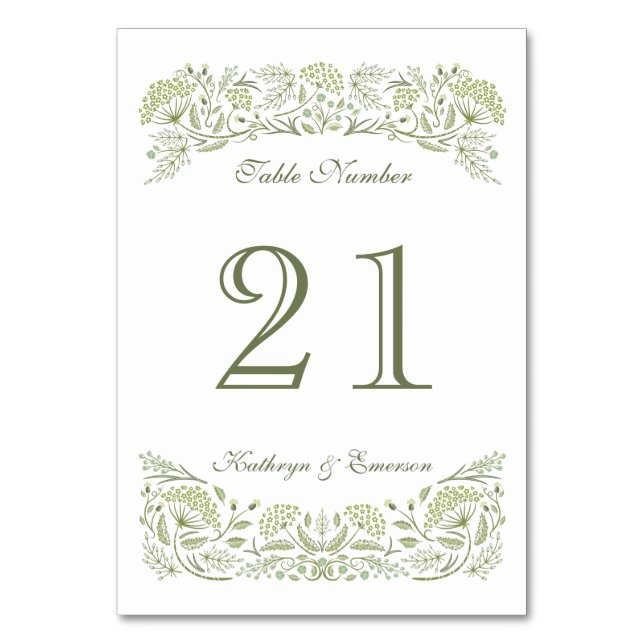 Auf der Hochzeitskarte der Prärie Tischnummer (Vorderseite)