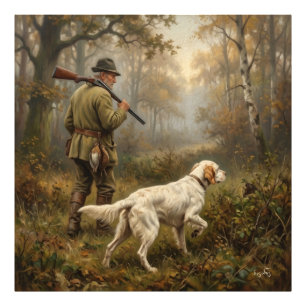 Auf der Jagd nach Waldschnepfen, English Setter Ja Fotodruck