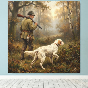 Auf der Jagd nach Waldschnepfen, English Setter Ja Leinwanddruck