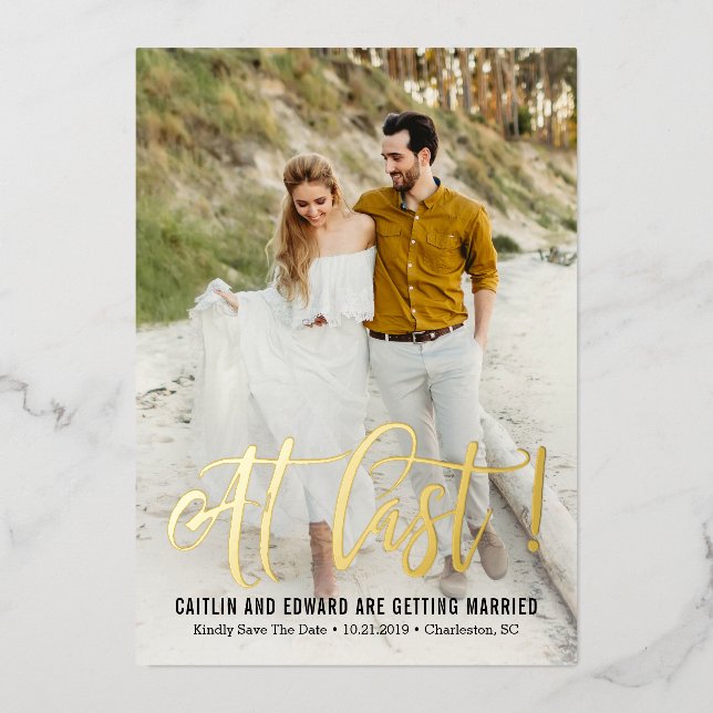 Auf der letzten "Echt"-FOLIE-Save the Date-Karte Folieneinladung (Vorderseite)