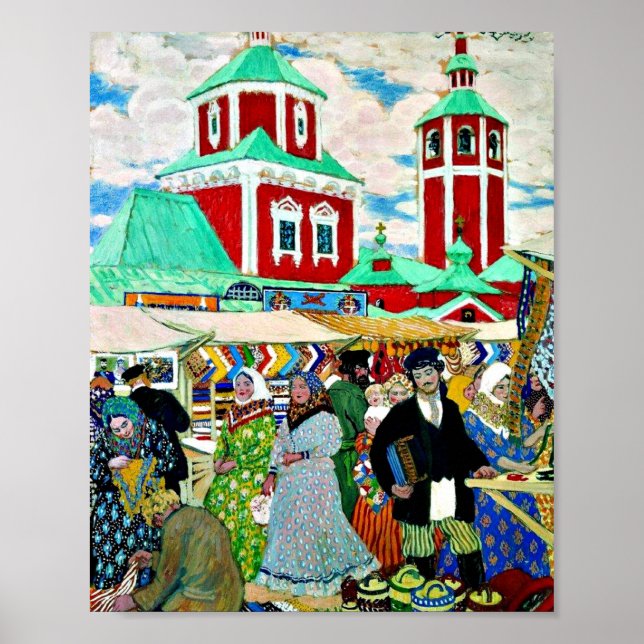 Auf der Messe ein Kunstwerk von Boris Kustodiev Poster (Vorne)