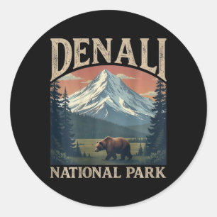 (auf der Rückseite) Denali-Berggipfelhöhe Alaska N Runder Aufkleber