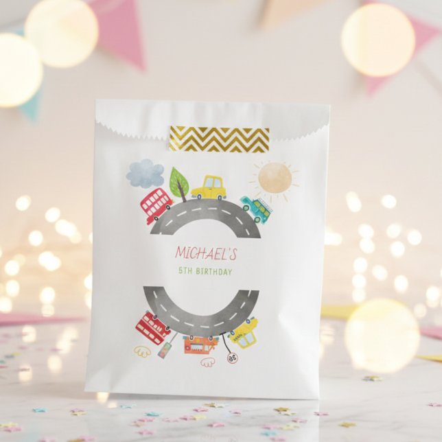 Auf der Straße glückliche Fahrzeuge Junge Geburtst Geschenktütchen (Von Creator hochgeladen)