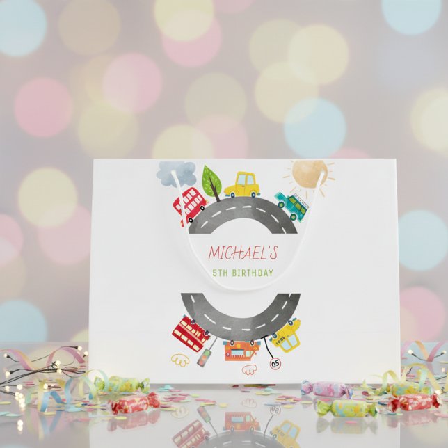 Auf der Straße glückliche Fahrzeuge Junge Geburtst Große Geschenktüte (Von Creator hochgeladen)