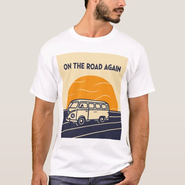Auf der Straße wieder Bus Sunset 70er T-Shirt (Vorderseite)