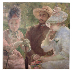 Auf der Terrasse bei Sevres, 1880 (Öl auf Fliese