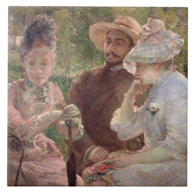 Auf der Terrasse bei Sevres, 1880 (Öl auf Fliese (Vorderseite)