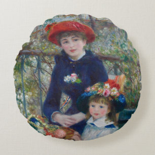 Auf der Terrasse, Impressionistisches Porträt, Ren Rundes Kissen
