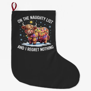 Auf der unartigen Liste und ich bereue nichts Kuh Großer Weihnachtsstrumpf