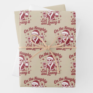 Auf der unartigen Liste und liebend es Wein Weihna Geschenkpapier Set