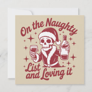 Auf der unartigen Liste und Wein lieben Weihnachte Feiertagskarte