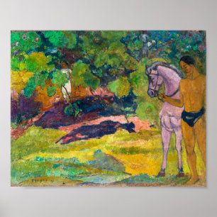 Auf der Vanille-Plantage, Mann und Pferd Gauguin Poster