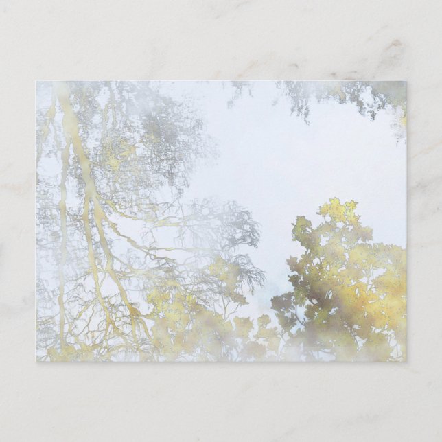 Auf der Wasserkarte reflektierte Bäume mit Laubbäu Postkarte (Vorderseite)