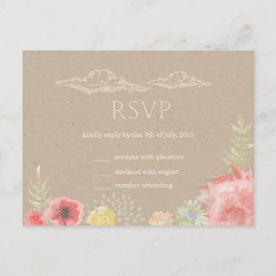 Auf der Wiese Summer Wedding RSVP Postcard Einladungspostkarte
