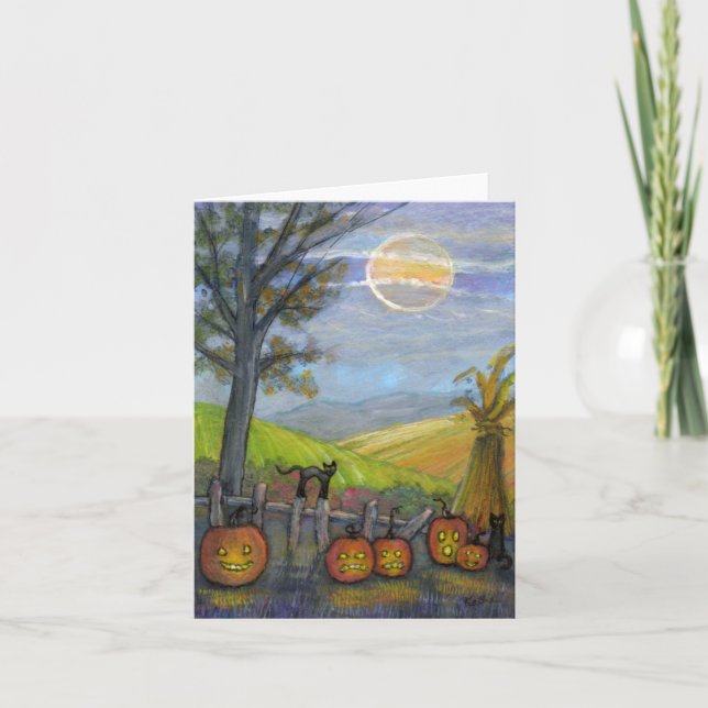 Auf der Zaun-Post mit Katzen-Merkkarte Karte (Vorderseite)