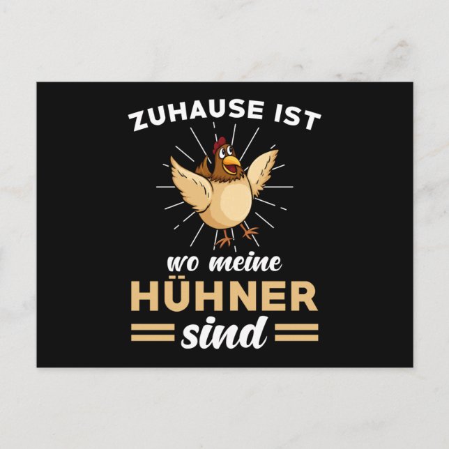 Auf der Zuhause sind meine Hühner Postkarte (Vorderseite)