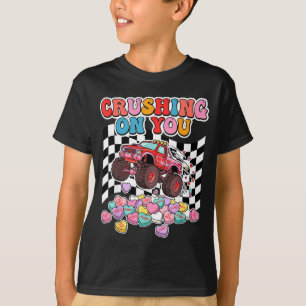 Auf dich steht Monster Truck Valentine Retro Hear T-Shirt