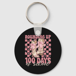 Auf die 100 Tage Schule runden Rosa Coquette-Schle Schlüsselanhänger