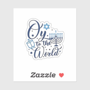 Auf die Welt Hanukkah jüdischer Funny Aufkleber