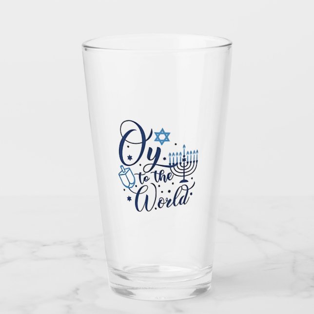 Auf die Welt Hanukkah jüdischer Funny Glas (Vorderseite)