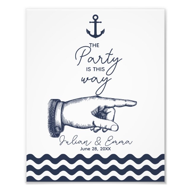 Auf diese Weise Party Hochzeitszeichen rechts Pfei Fotodruck (Vorne)