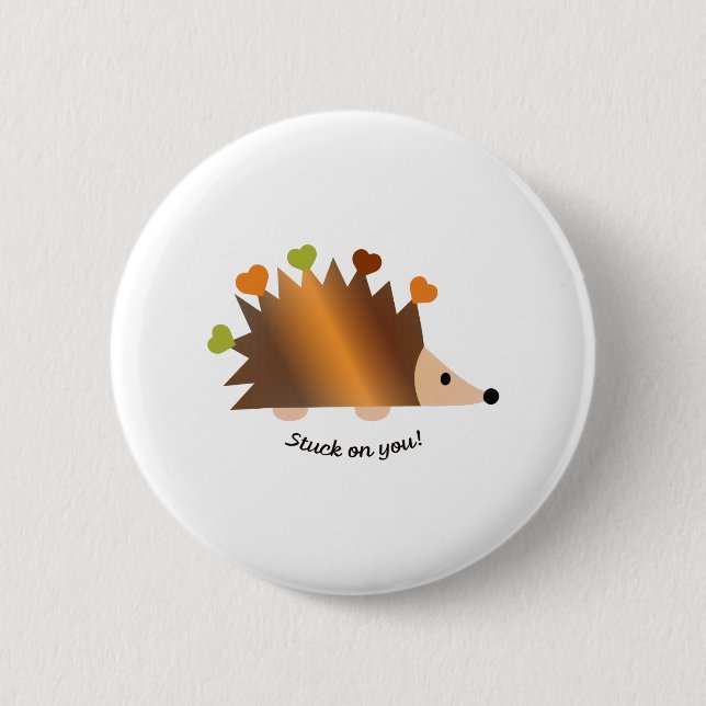 Auf dir stecken Igel und Herzen Button (Vorderseite)
