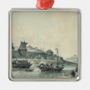 Auf einem der Flüsse der China Silbernes Ornament