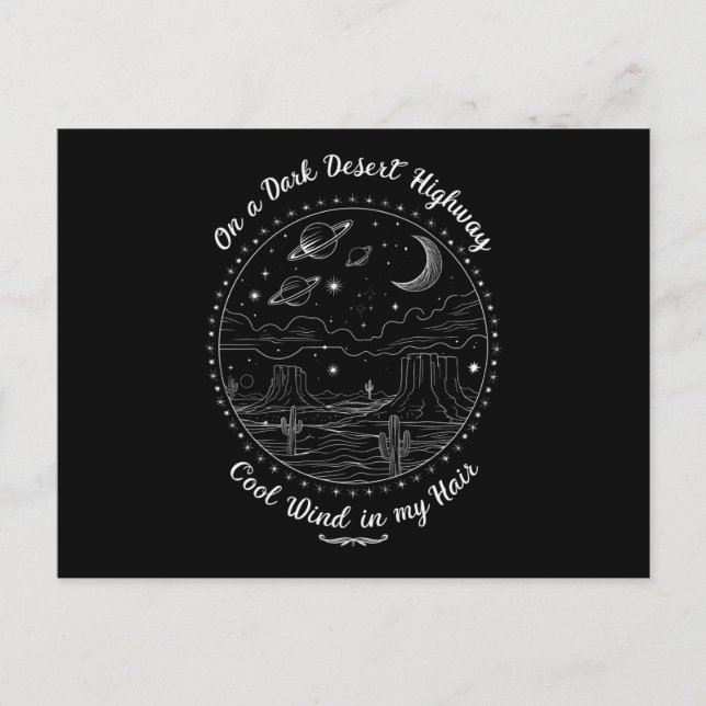 Auf einem dunklen Wüste Highway Travel Mountain Ca Postkarte (Vorderseite)