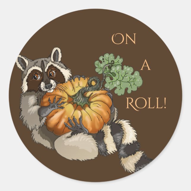 Auf einem Roll-Racoon Runder Aufkleber (Vorderseite)