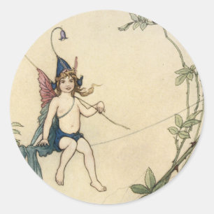 Auf einem Spinnengewirr sitzend Runder Aufkleber