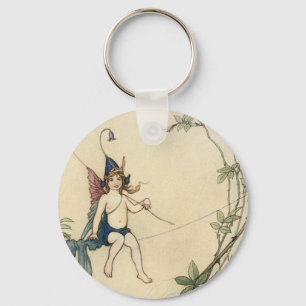 Auf einem Spinnengewirr sitzend Schlüsselanhänger