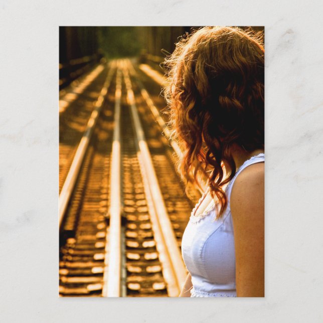 auf einem Zug gewartet Postkarte (Vorderseite)