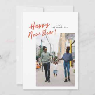 Auf einer flachen Fotokarte für das neue Jahr Feiertagskarte