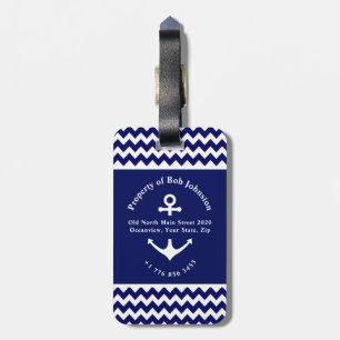 Auf einer Kreuzfahrt Navy Blue Nautical Anchor Lug Gepäckanhänger