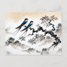 Auf einer Zweigstelle in chinesischer Tinte angebr