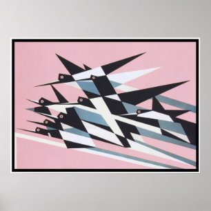 Auf Erfolgskurs, Vögel, Abstrakt, geometrisch, Ret Poster