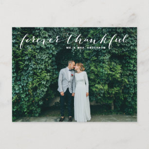 Auf ewig dankbar Weiße Schrift Hochzeit Danke Postkarte
