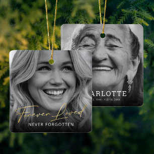 Auf ewig geliebtes Gedenkfoto-Weihnachten Keramikornament