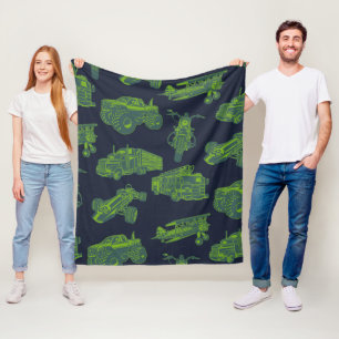 Auf geht's Blaue und Grüne Fahrzeuge Autos Jungen Fleecedecke