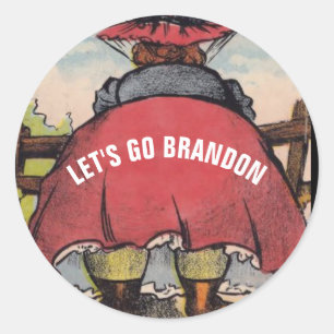 AUF GEHT'S BRANDON! RETRO-FRAU-STICKER DEKAL RUNDER AUFKLEBER
