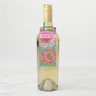 "Auf geht's!" Florales Wein-Geschenk-Tag Flaschenanhänger