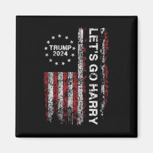Auf geht's Harry Lustig Trump 2024 US-Flagge Vinta Magnet
