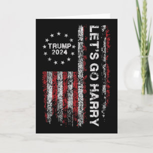 Auf geht's Harry Lustig Trump US Flagge Vintage Karte