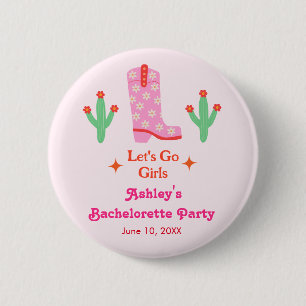 Auf geht's Mädchen Rosa Cowgirl Junggesellinnenabs Button